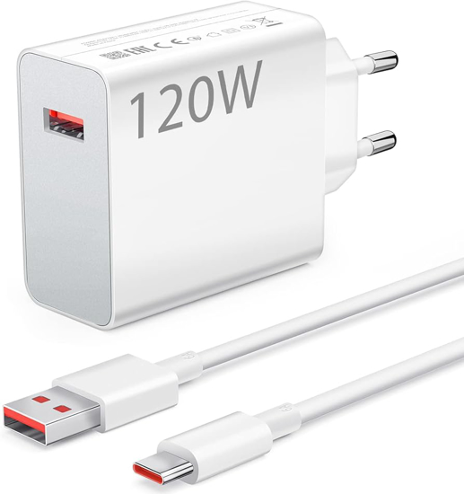 Image sur Chargeur rapide Xiaomi -120W - 6A - Adaptateur de Charge Turbo Blanc